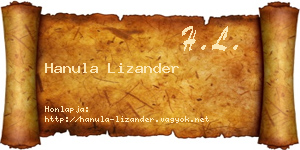 Hanula Lizander névjegykártya